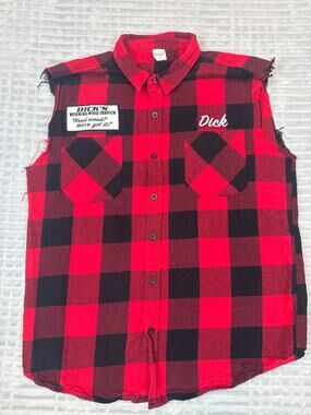 Mens Naughty Novelty Shirt Sz M Halloween Party Plaid Cosplay Adult Costume